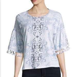 Lord & Taylor Tassel Bell-Sleeve Top NWT